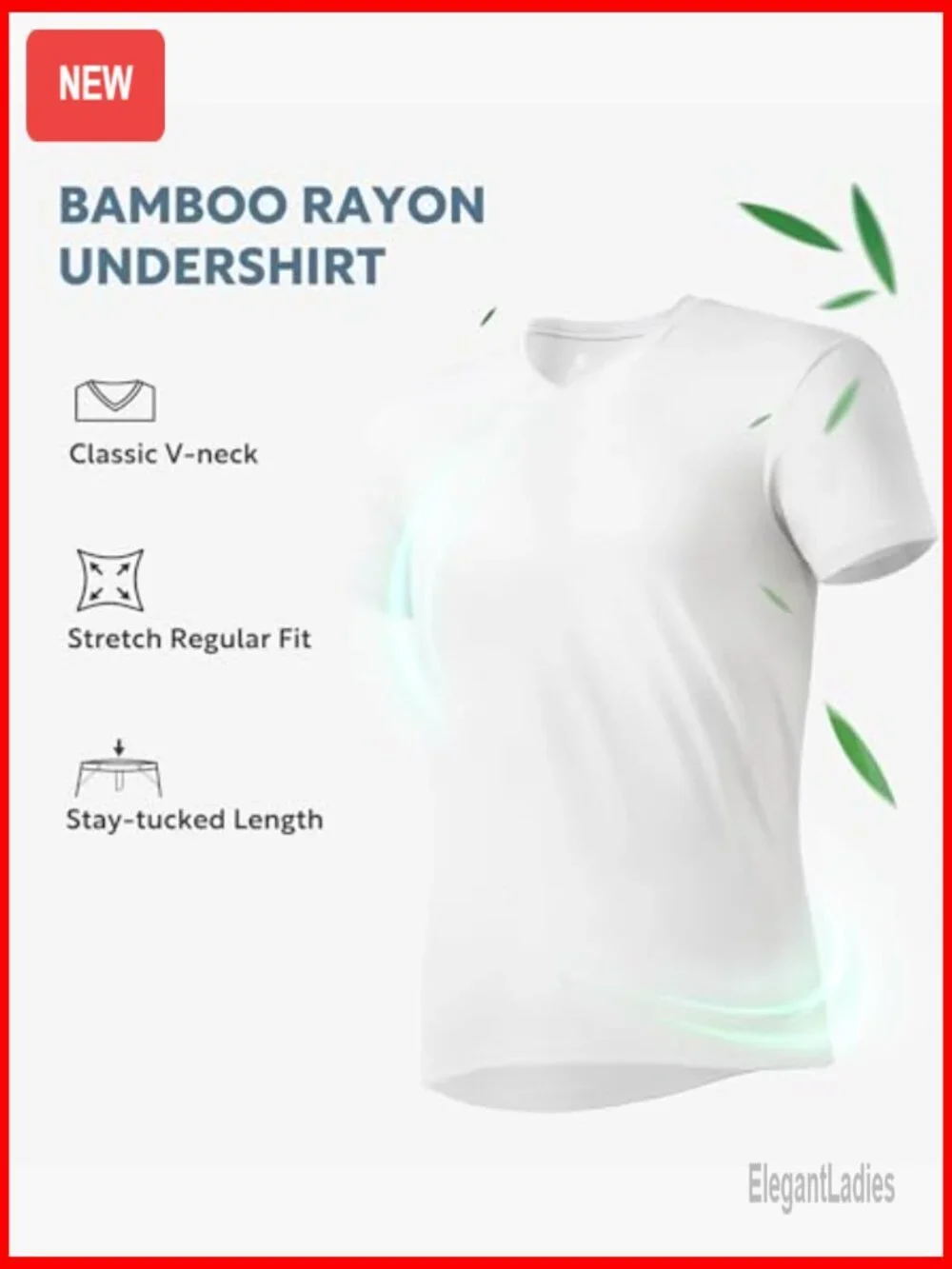 Men's Bamboo Rayon Moisture-Wicking V-Neck Undershirt 3-Pack